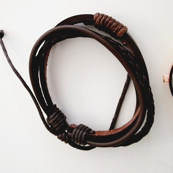 Unisex Adjustable Hemp Cord Braided Rope Wristbands Bracelets Watch Set - Picture 6 of 12